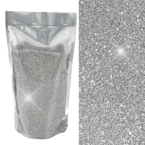 Metallic silver sand granules